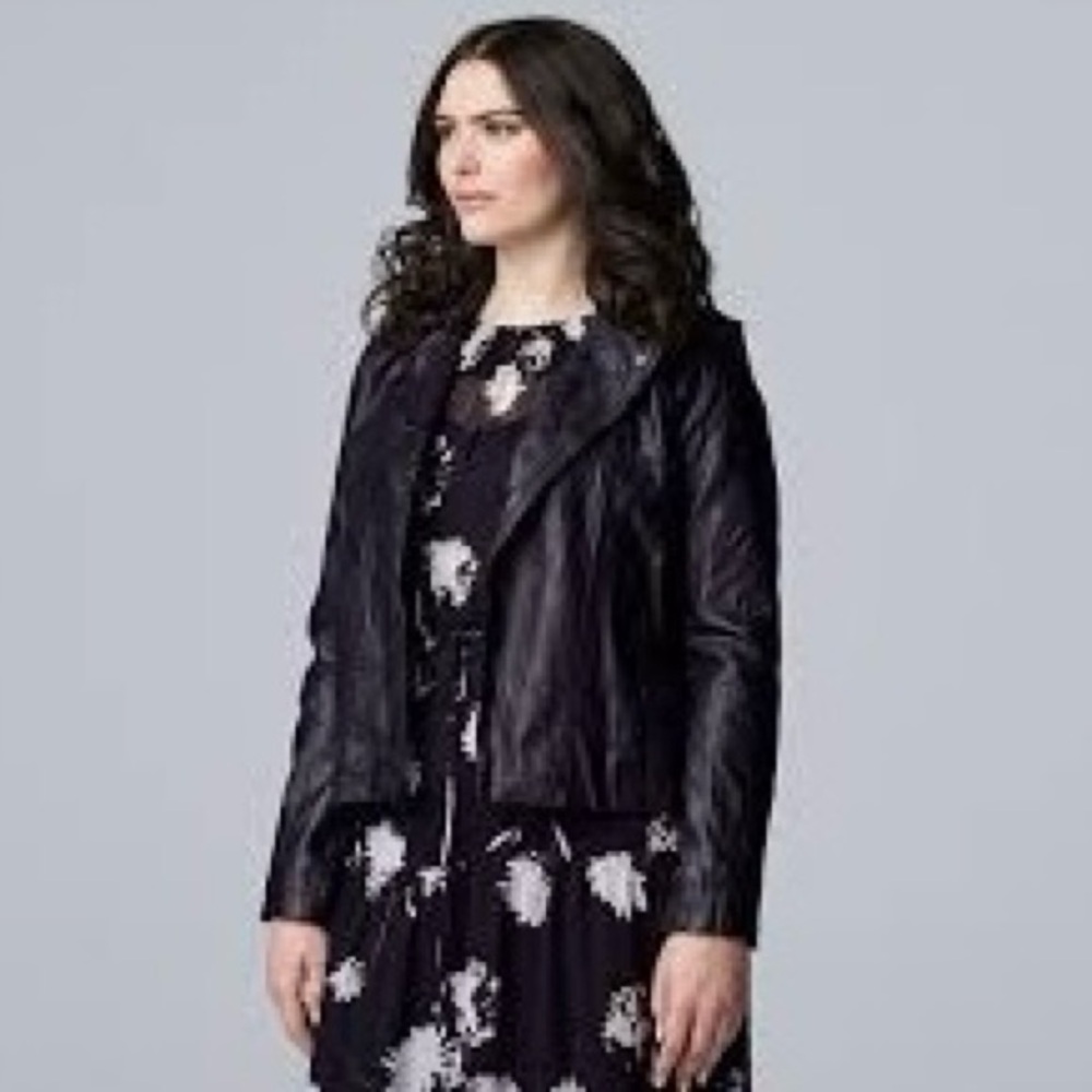 Simply Vera Wang Leather Moto Jacket NWT